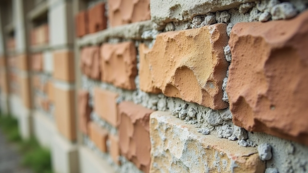 Detail shot of historic stonework, mortar lines, weathered facade showing different materials and repair patterns, architectural heritage evidence